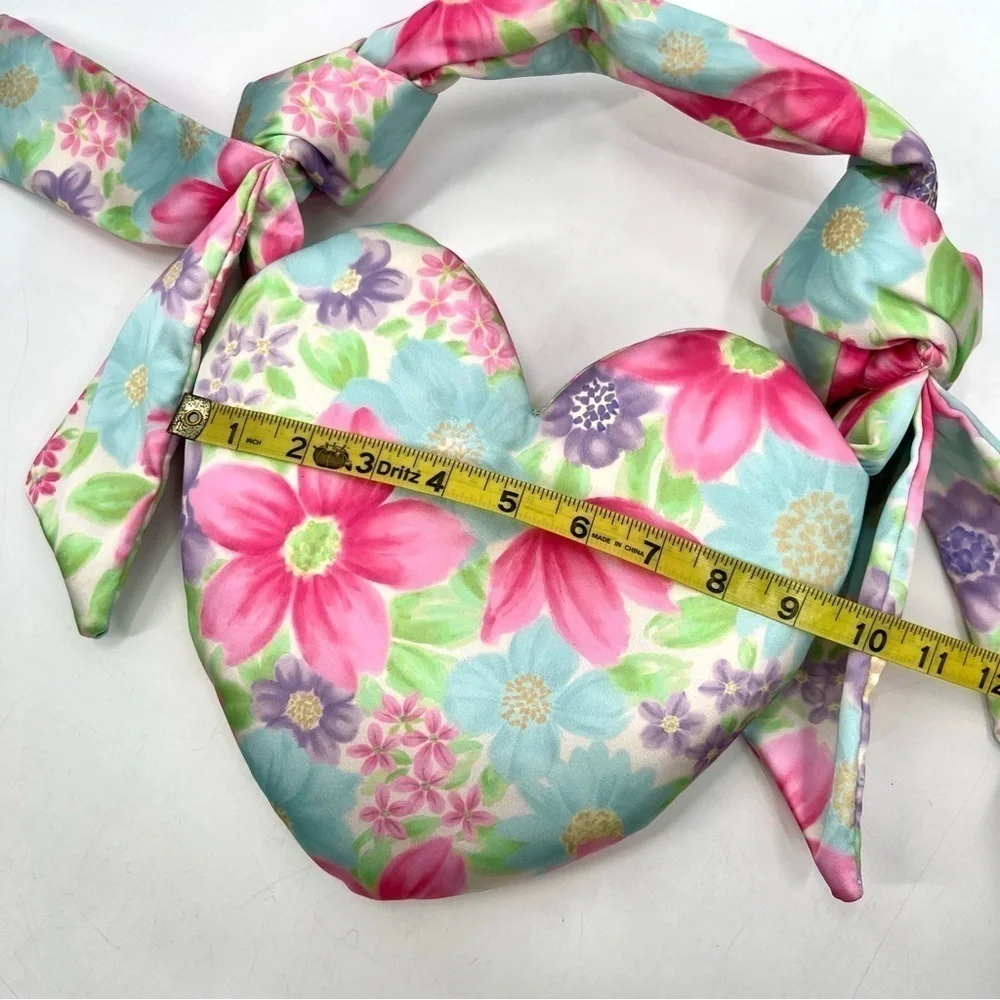 MADDEN GIRL Pink & Blue Heart Shape Floral Purse
